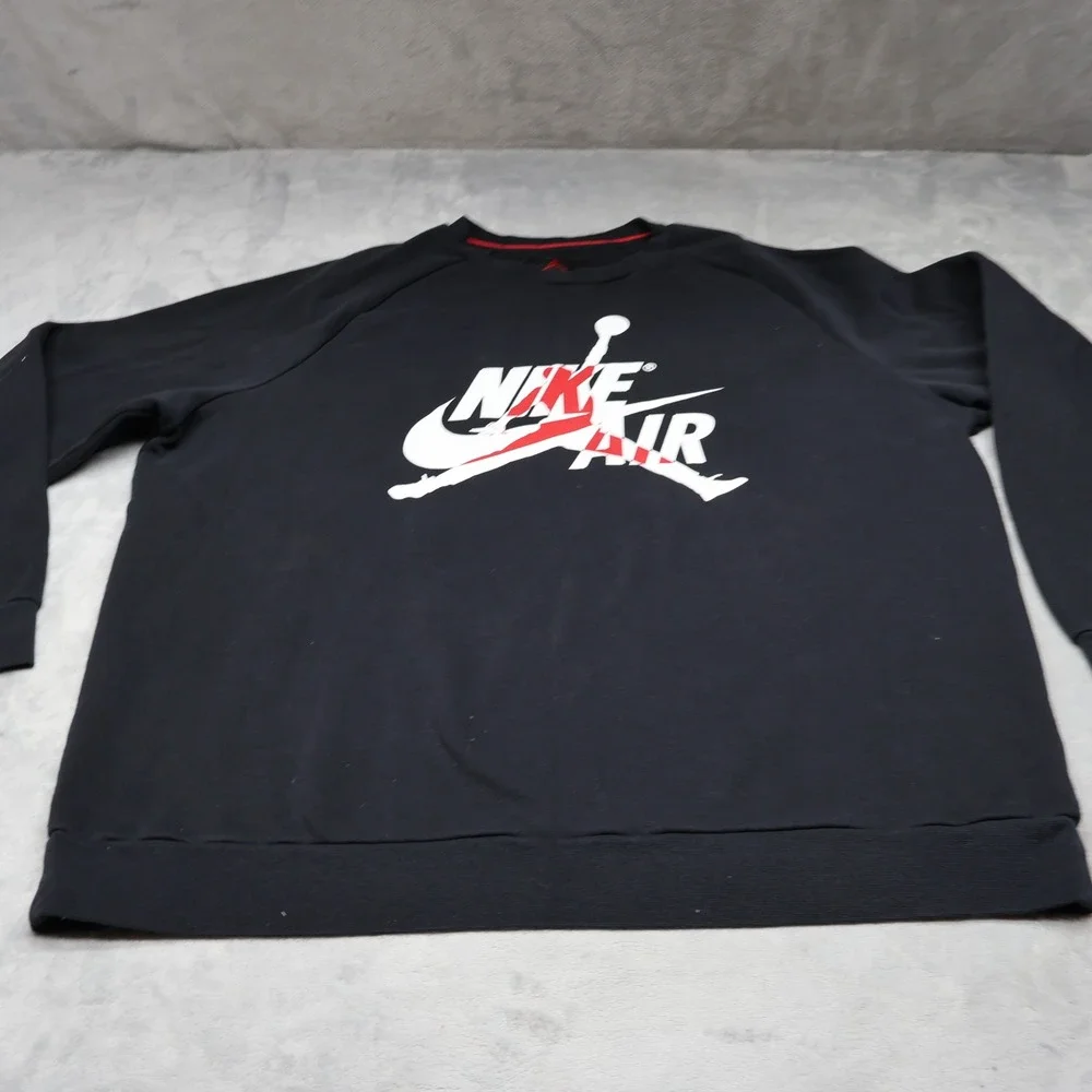 Nike Air Jordan Sweatshirt Men XXL Black Jumpman Graphic Crew Neck Pullover READ